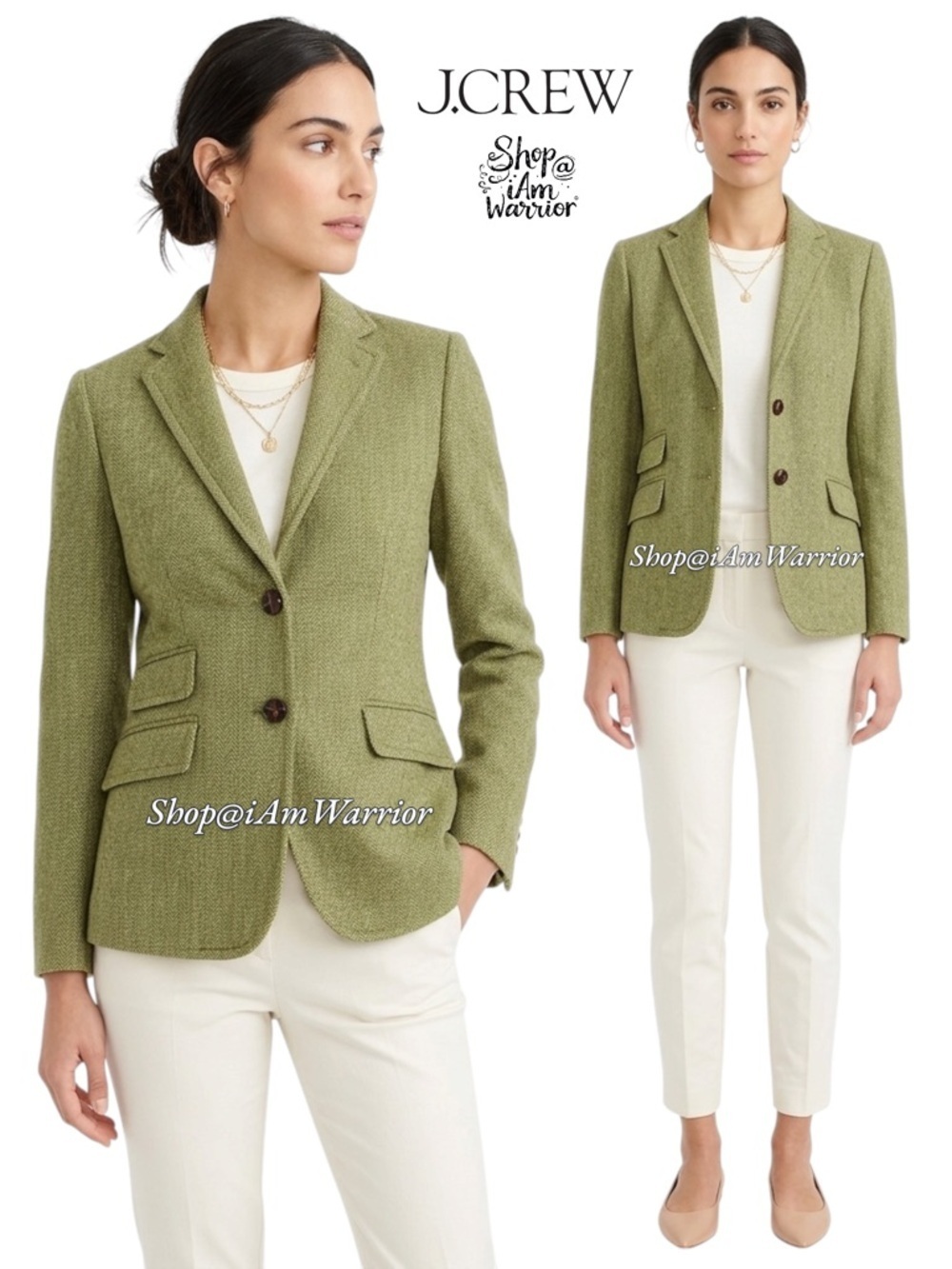 J.Crew sage green herringbone wool Hack ing jacket shop@iamwarrior